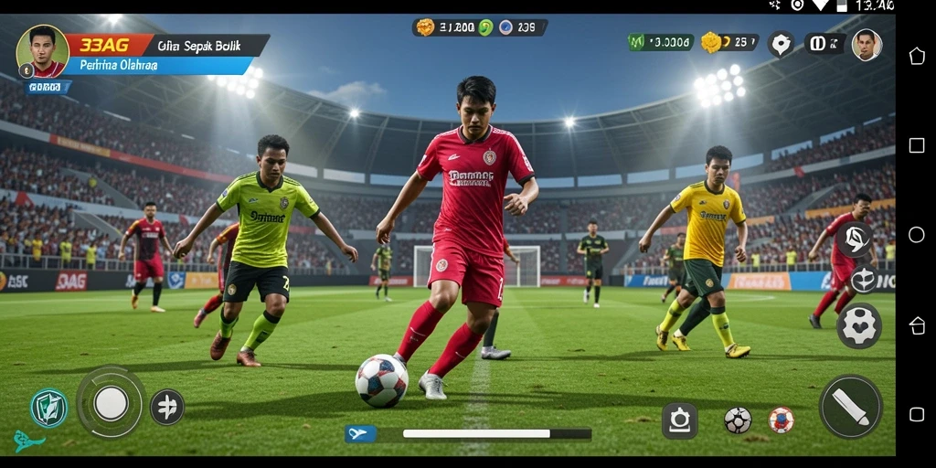 Tampilan gameplay 33AG yang menampilkan aksi sepak bola yang seru.
