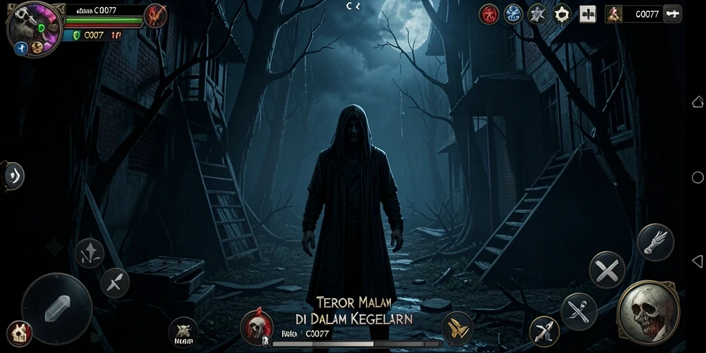 Tampilan gameplay C0077 yang mencekam dan interaktif.