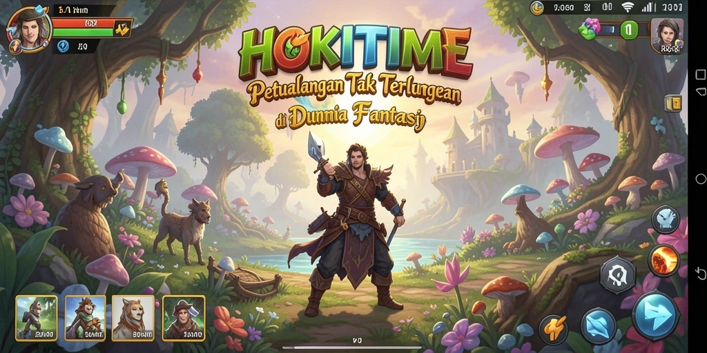 Tampilan gameplay HOKITIME menampilkan karakter menjelajahi dunia petualangan.