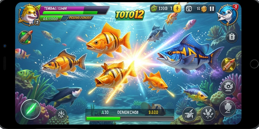 Screenshot dari gameplay Tembak Ikan di TOTO12 yang menarik.